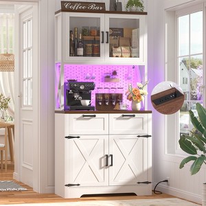Aheaplus 71" Farmhouse Kitchen Storage shelf with Hutch, Pantry Cabinet with Drawers and Adjustable Shelves - 1 of 4