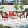 GlasFlength Patio Seating Set, 4 PCS Aluminum, with 7 Inch Cushion, Modern Sectional, Red, 74.49"*29.45"*29.02" - 2 of 4