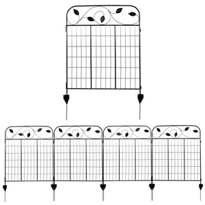 Sunnydaze Outdoor Winding Vines Steel Decorative Garden Fence Panels - 30" W Per Panel - 10' Overall - Black - 4pc - 1 of 4