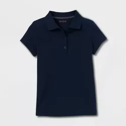 Girls' Short Sleeve Pique Uniform Polo Shirt - Cat & Jack™ Navy