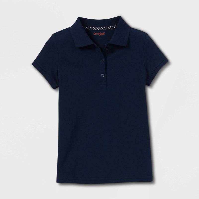 Girls' Short Sleeve Pique Uniform Polo Shirt - Cat & Jack™, 1 of 4