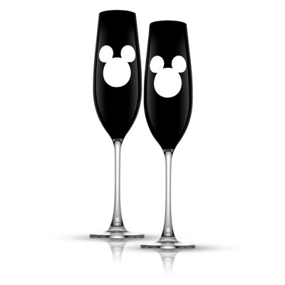 Disney Luxury Mickey Mouse Crystal Stemmed Champagne Flute Glass - 9 oz - Set of 2