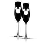 JoyJolt Disney Luxury Mickey Mouse Crystal Stemmed Champagne Flute Glass - 9 oz - Set of 2