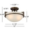 Regency Hill Mallot Modern Ceiling Light Semi Flush Mount Fixture 13" Wide Oil Rubbed Bronze 2-Light Champagne Crackle Glass Bowl Shade for Bedroom - 4 of 4