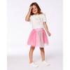 Deux par Deux Girl Organic Cotton Tee with Puff Sleeve Pink Flower on White Background - 2 of 4