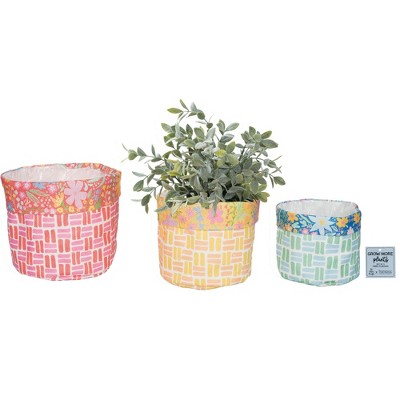 Transpac Fabric Bright Geo Planters w/Liner Set of 3 Home Decorations Spring