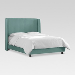 King Antwerp Upholstered Wingback Bed Velvet Caribbean - Project 62 , Velvet Blue