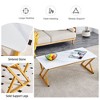 CAVINAS Coffee Tables for Living Room Rock Slab Material Coffee Table with Golden Metal Legs for Dining Room - 4 of 4