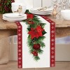 Racxily Watercolor Poinsettia Red Christmas Table Runner with White Snowflake,Seasonal Winter Xmas Party Decoration, Kitchen Decor, 13*72 in - 3 of 4