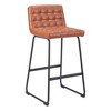 HomeRoots Set of Two 30" Brown And Black Faux Leather And Steel Bar Height Bar Chairs - 4 of 4