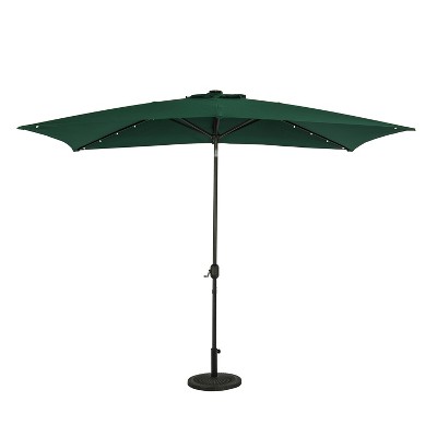 10' x 6.5' Rectangular Nassau Market Patio Umbrella with LED Bulb Lights Hunter Green - Island Umbrella