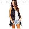 Women's Tassel Sleeveless Vest 70s Hippie Faux Suede Fringe Jacket Cardigan - 3 of 4
