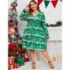 Whizmax Christmas Plus Size Women's Casual Long Sleeve Dress Vintage 1950's Party Cocktail Dress - 2 of 4