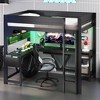 TIRAMISUBEST Full Size Gaming Loft Bed with Bulit-in Desk, Storage Shelves and LED Light, Wood Loft Bedframe with USB Charging Station - 3 of 4