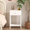 SEVOBAL Modern White Nightstand with Drawer and Open Shelf Scalloped Edge Bedside Table for Bedroom Cute Minimalist Side Table for Kids Room Girl Room - 2 of 4