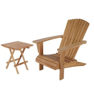 Decksplore Teak Adirondack Chair with Table 2PCS - 1 of 4