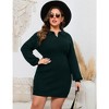Women Plus Size V-neck Long Sleeve Knit Stretchable Elasticity Slim Sweater Bodycon Midi Pullover Sweater Dress - 2 of 4