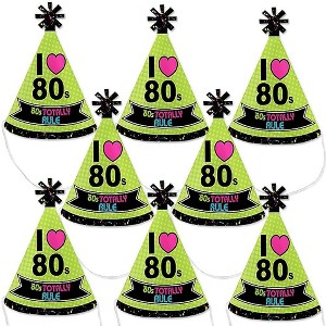 Big Dot of Happiness 80's Retro - Mini Cone Totally 1980s Party Hats - Small Little Party Hats - Set of 8 - 1 of 4