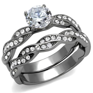 Slickblue Women’s Intertwined CZ Wedding Ring – Silver Stainless Steel Band with Round Center Stone, Sizes 5–10 - 1 of 4