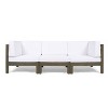 GDFStudio Keith 90.75" Outdoor Acacia Wood 3 Seater Sofa with Cushions - 2 of 4