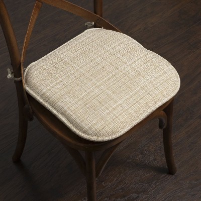 Aria Beige Memory Foam Non-Slip Chair Cushion with Ties, 4-Pack