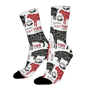 Meat Cuts Diagrams Women Printed Crew Socks Funny Funky Socks Soft Polyester Novelty Gifts for Artists Men - 1 of 1