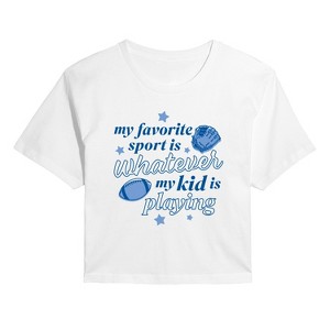 Women's - Instant Message - My Favorite Sport Is Whatever My Kid Is Playing Cropped Graphic T-Shirt - 1 of 4