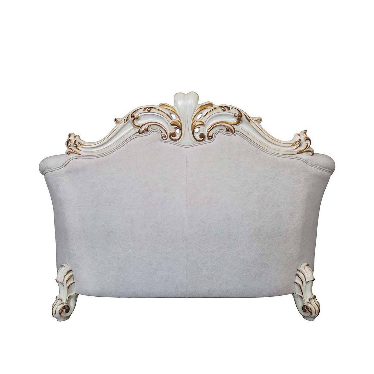 66" Vendome II Sofas Two Tone Ivory Fabric and Antique Pearl Finish - Acme Furniture: Elegant Leather Upholstery, Nailhead Trim - thumbnail 4