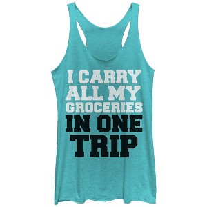 Women's CHIN UP I Carry All My Groceries in One Trip Racerback Tank Top - 1 of 3