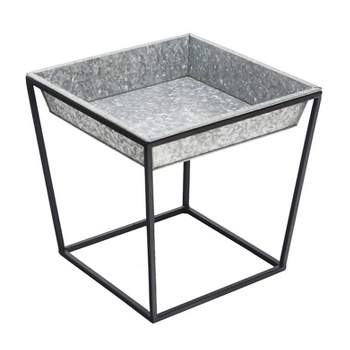 Indoor/Outdoor Arne Steel Plant Stand with Galvanized Tray Black Powder Coated Finish - Achla Designs