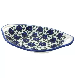 Blue Rose Polish Pottery 13G WR Unikat Oval Dish with Handles