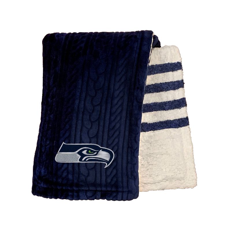 NFL Seattle Seahawks Embossed Logo Faux Shearling Stripe Blanket, 2 of 4