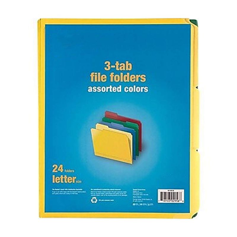 MyOfficeInnovations Colored Top-Tab File Folders 3 Tab Assorted Colors Letter Size 24/PK 285130, 2 of 8