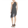 Women's Floral Print Halter Crepe Asymmetrical Hem Mini Dress - AQUA - 2 of 2