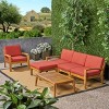 Christopher Knight Home Parma Patio Acacia Wood Slat Design 5 Seater  Upholstered Seating Set with Coffee Table - 2 of 4