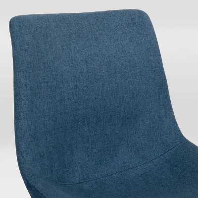 Set of 2 Blue Upholstered Counter Height Barstools with Metal Legs