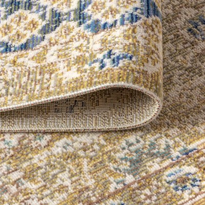 Stirling Blue and Gold 4' x 6' Synthetic Area Rug