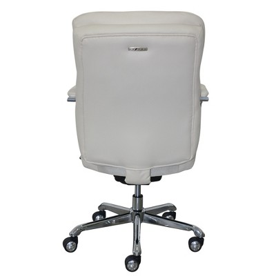 Ivory Bonded Leather Ergonomic Executive Office Chair with Chrome Base