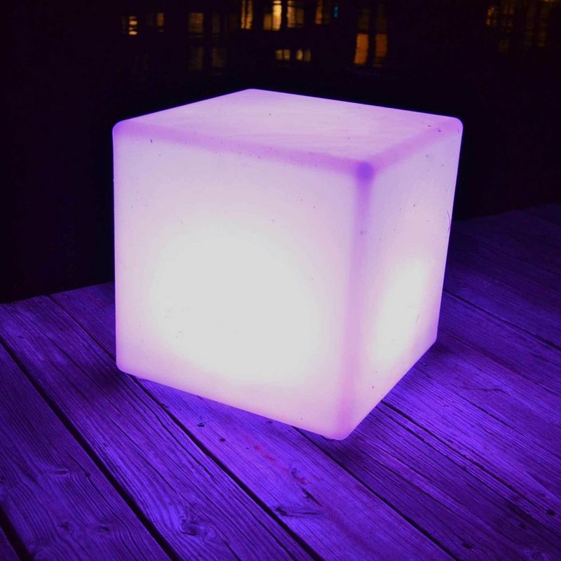 Main Access Color Changing LED Light Plastic Waterproof Cube Seat with 4 Lighting Modes, 16 Color Options, and Remote Control for Poolsides (5 Pack), 3 of 7