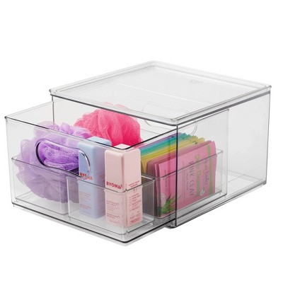 4 Piece Bath Storage Clear Plastic Modular Storage System 10.63" x 7.04" x 10.33"