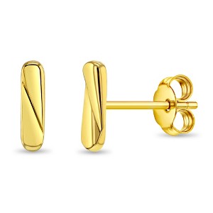 Polished Bar 14k Gold Earrings - In Season Jewelry - 1 of 3