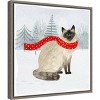 16" x 16" Christmas Cats and Dogs III by Victoria Borges Framed Canvas Wall Art - Amanti Art: Modern Lithograph, Polystyrene Frame - 2 of 4