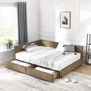 Full Size Upholstered Daybed with Comfortable Backrest and Armrests - 1 of 4