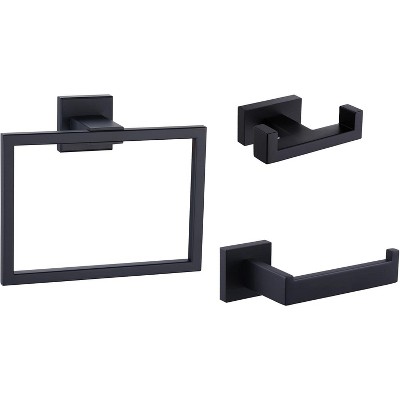MIXXIDEA Double Towel Hook Bundle with Toilet Paper Holder, Square Towel Ring