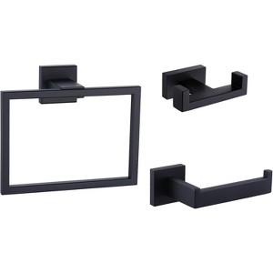 MIXXIDEA Double Towel Hook Bundle with Toilet Paper Holder, Square Towel Ring - 1 of 4