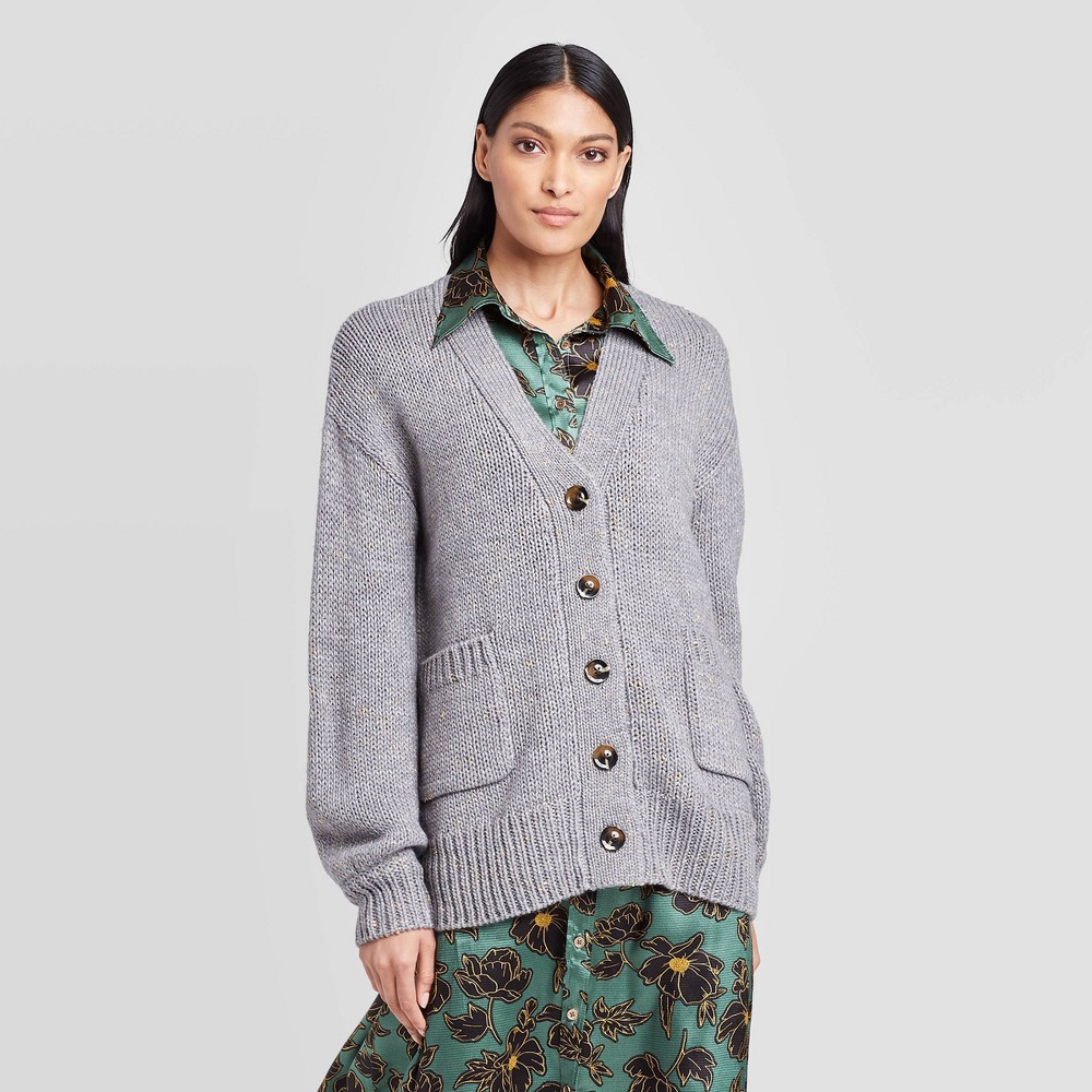 Women's Tinsel Puff Long Sleeve Cardigan - Who What Wear Gray M was $36.99 now $25.89 (30.0% off)