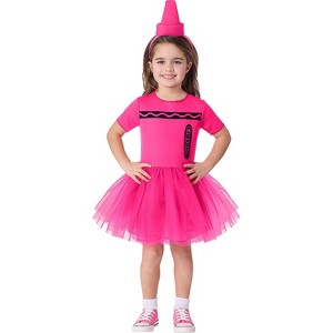 Inspirit DesignsCrayola Girl's Pink Crayon Box Dress Halloween Costume Dress - Pink 3T-4T - 1 of 1