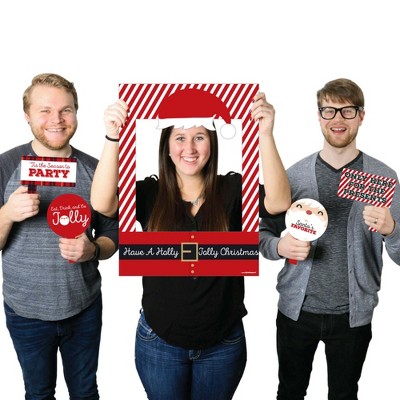 Big Dot of Happiness Jolly Santa Claus - Christmas Party Selfie Photo Booth Picture Frame and Props - Printed on Sturdy Material