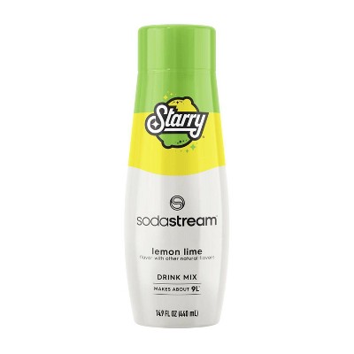 SodaStream Starry: Lime & Lemon Flavored Syrup, Low Sodium, Caffeine-Free, Kosher, Liquid Concentrate, 1.39 Net Wt