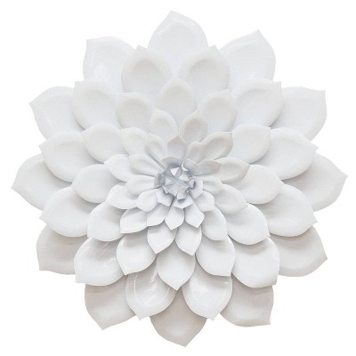 19.88" x 19.88" Layered Flower Wall Decor White - Stratton Home Décor